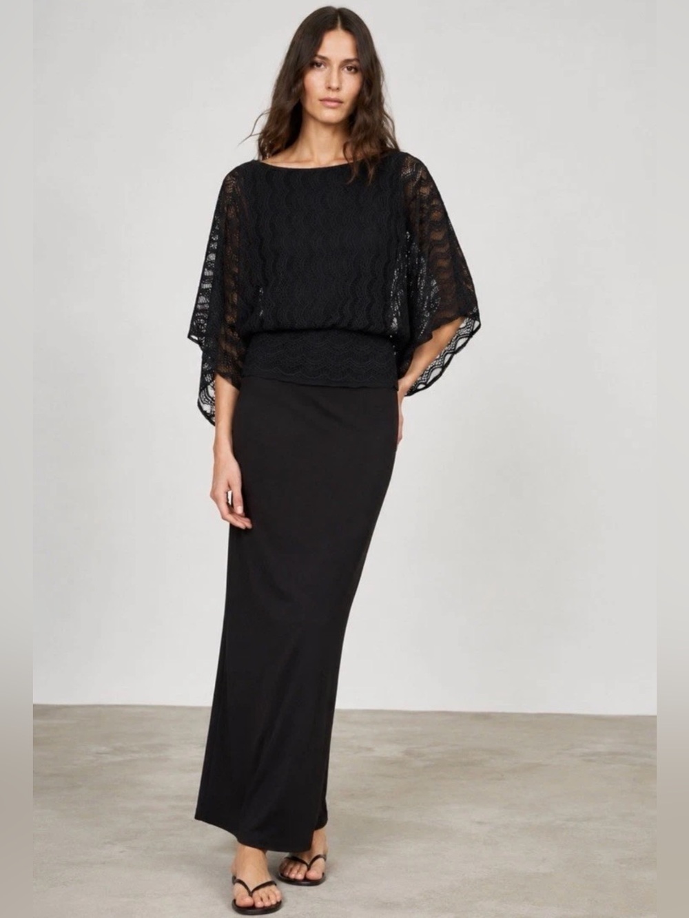 Jessica Simpson Black Lace Kimono Sleeve Blouse Top Small Excellent Condition